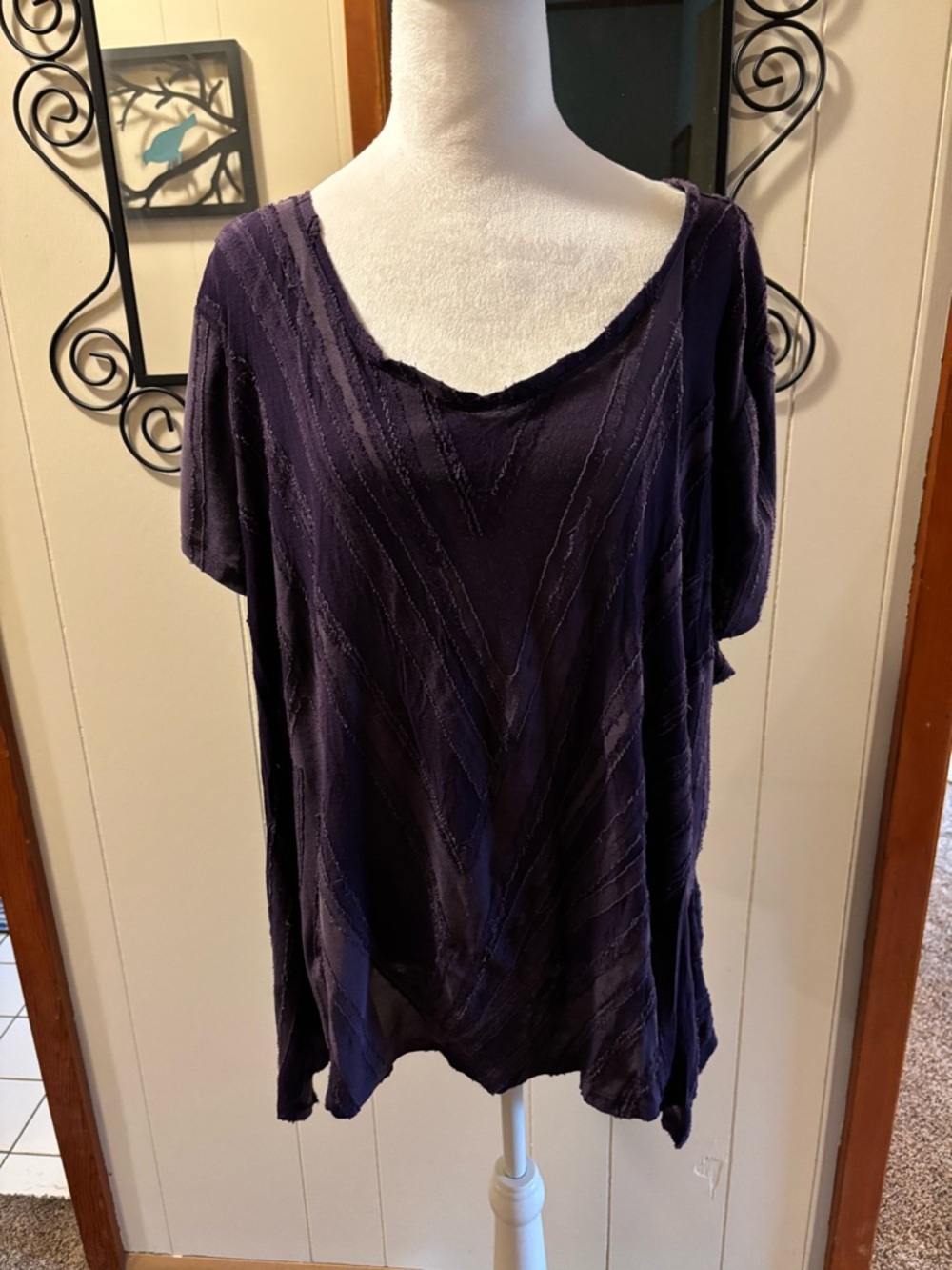 Simply Vera Vera Wang Purple Short-Sleeve V-Neck Top size 2X